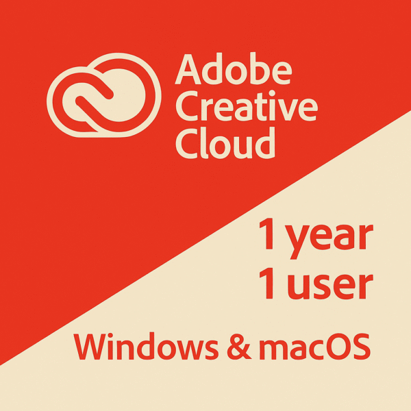 Adobe Creative Cloud I 1 year I 1 user I Windows & MacOS I